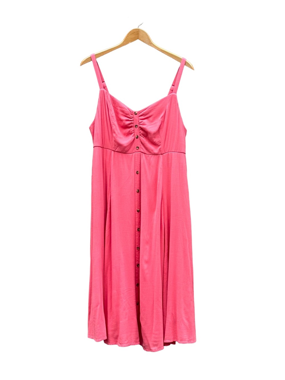 Torrid Fit Flare Dress Sleeveless Midi Coral Smocked Back Plus Size 1 1X 14 16
